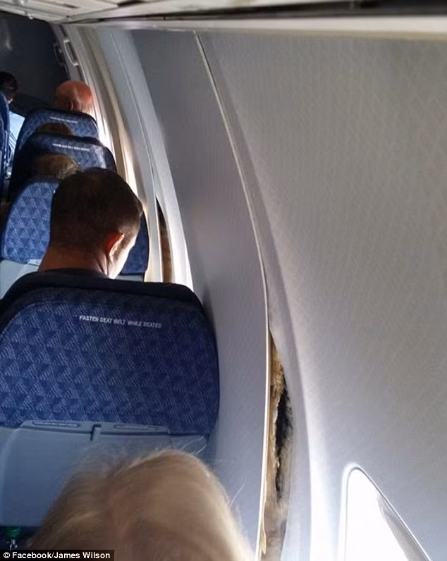 Vết nứt ở tường cabin trên máy bay Boeing 757 của hãng American Airlines.