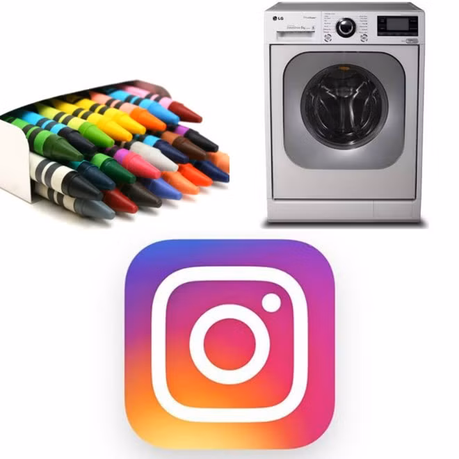 "Dùng bút màu tô cái máy giặt của nhà bạn, bạn sẽ có logo Instagram mới".
