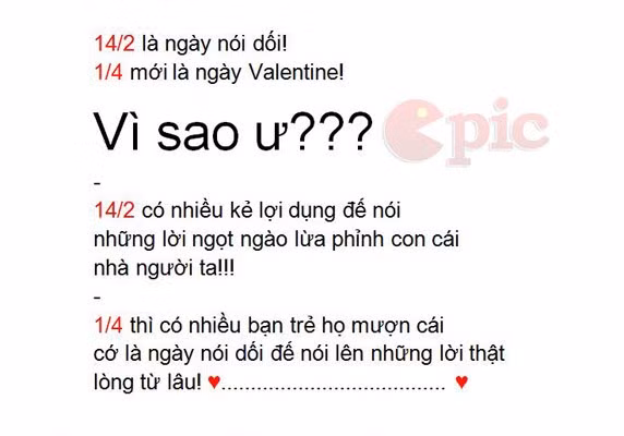  14/2 mới là ngày nói dối, không phải 1/4? 