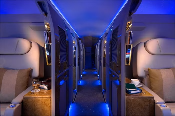Nguyên bản một chiếc Airbus A319 có thể chuyên chở được 124 hành khách nhưng đã được Emirates tùy chỉnh xuống chỉ còn dành cho 19 người.