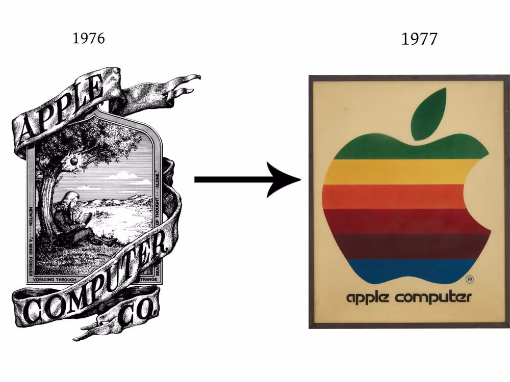Logo Apple từng khá cồng kềnh trước khi được đổi thành quả táo cắn dở méo mó. Logo Apple từng khá cồng kềnh trước khi được đổi thành quả táo cắn dở méo mó.
