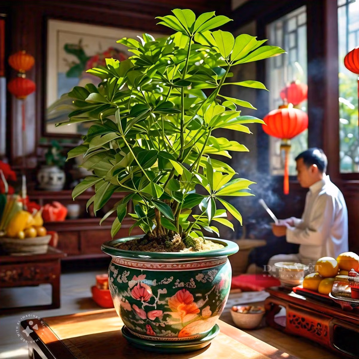  Ý nghĩa của cây cảnh ngũ gia bì: 1. Thu hút giàu có, tiền tài từ "tám phương, tứ hướng".Cây cảnh ngũ gia bì được mệnh danh là cây cảnh "bát phương tài" vì chét lá của nó thường có 8 lá (bát phương), giống như lòng bàn tay dang rộng, tượng trưng cho "thu hút sự giàu có và kho báu" đến từ bát phương tứ hướng. 