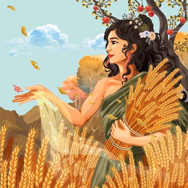  13. Demeter - Nữ thần của mùa màng và nông nghiệp. Demeter là người bảo trợ cho các nông dân và có vai trò quan trọng trong việc duy trì sự sinh sôi của cây trồng. Câu chuyện về việc con gái bà, Persephone, bị Hades bắt đi đã giải thích sự thay đổi của các mùa trong năm. Ảnh: Pinterest.