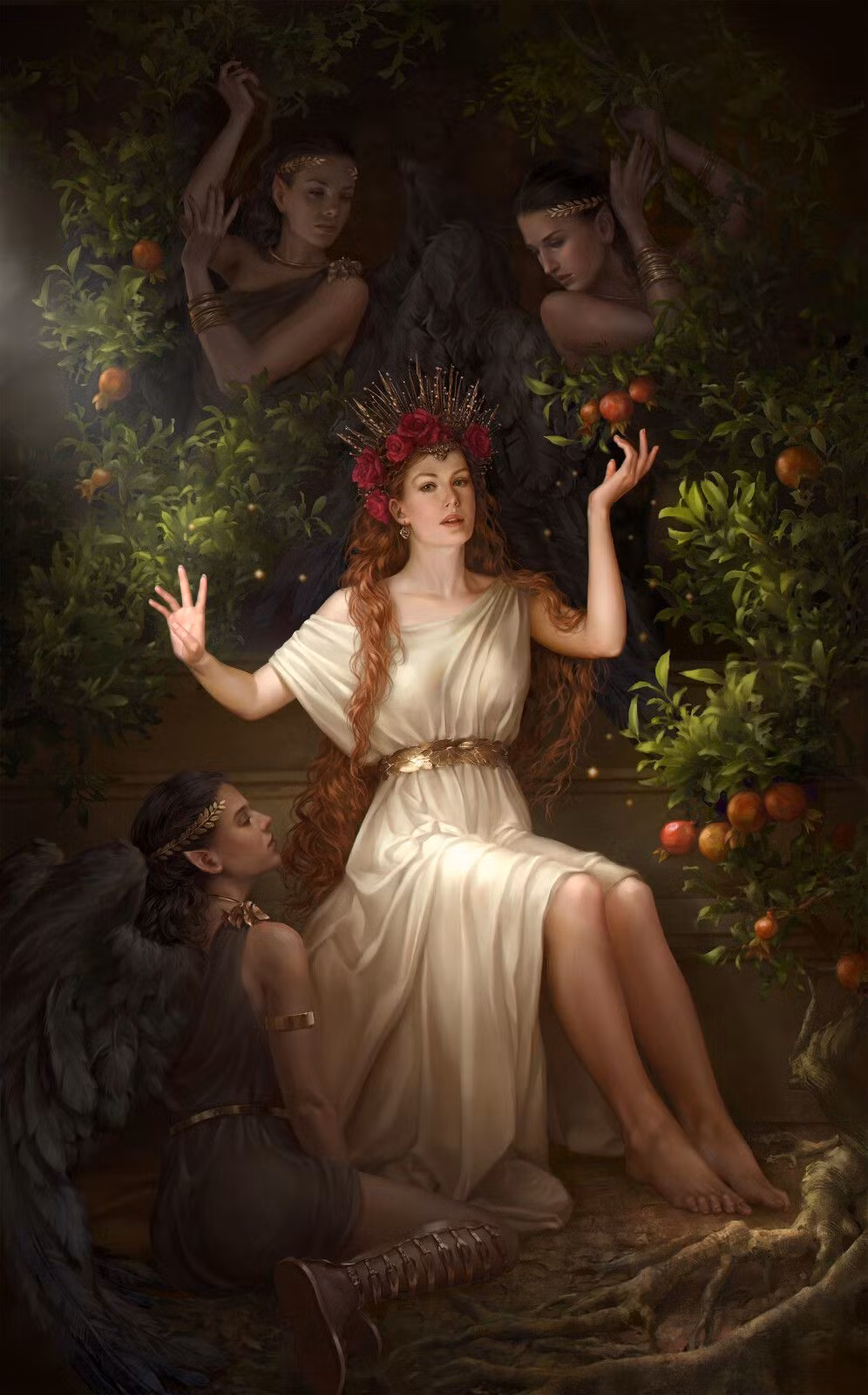  15. Persephone - Nữ thần của âm phủ và mùa xuân. Persephone là con gái của Demeter và là nữ thần cai quản âm phủ cùng chồng bà, Hades. Câu chuyện về việc Persephone sống nửa năm dưới âm phủ và nửa năm trên mặt đất giải thích chu kỳ của các mùa. Ảnh: Pinterest.