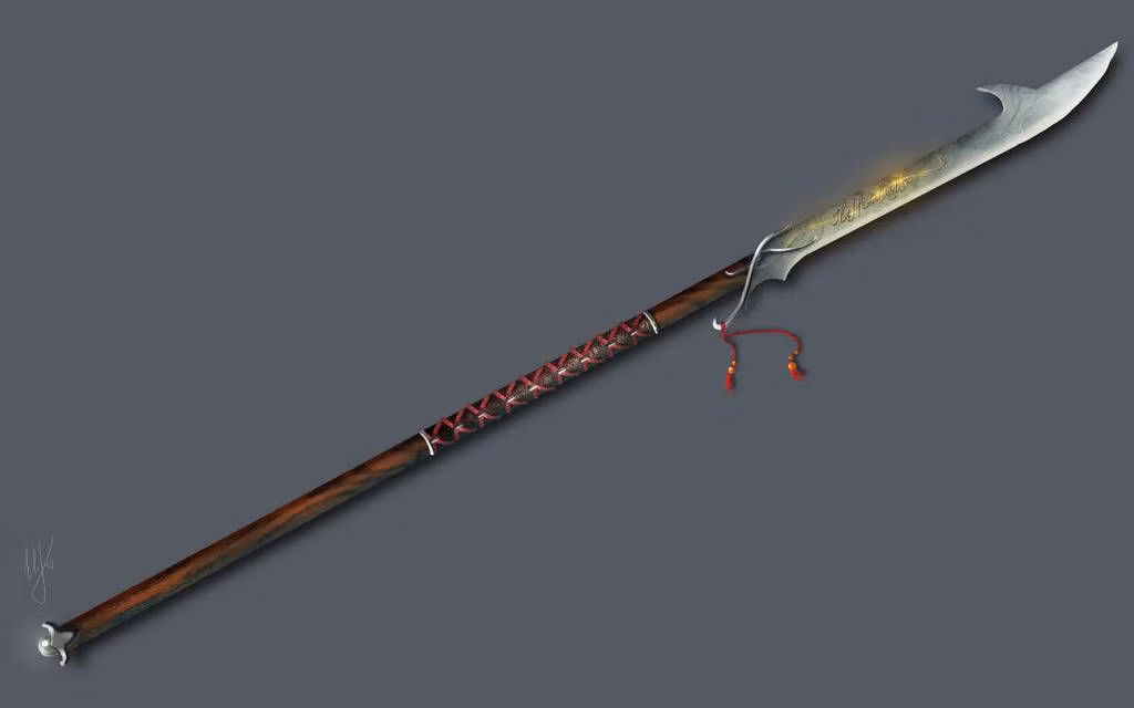  Glaive. Glaive là một loại thương dài có lưỡi sắc lớn, thường có ngạnh, đôi khi có hình dạng giống lưỡi kiếm. Vũ khí này có thể dùng để đâm hoặc chém từ khoảng cách xa, rất hiệu quả trong chiến đấu theo đội hình. Ảnh: Pinterest.