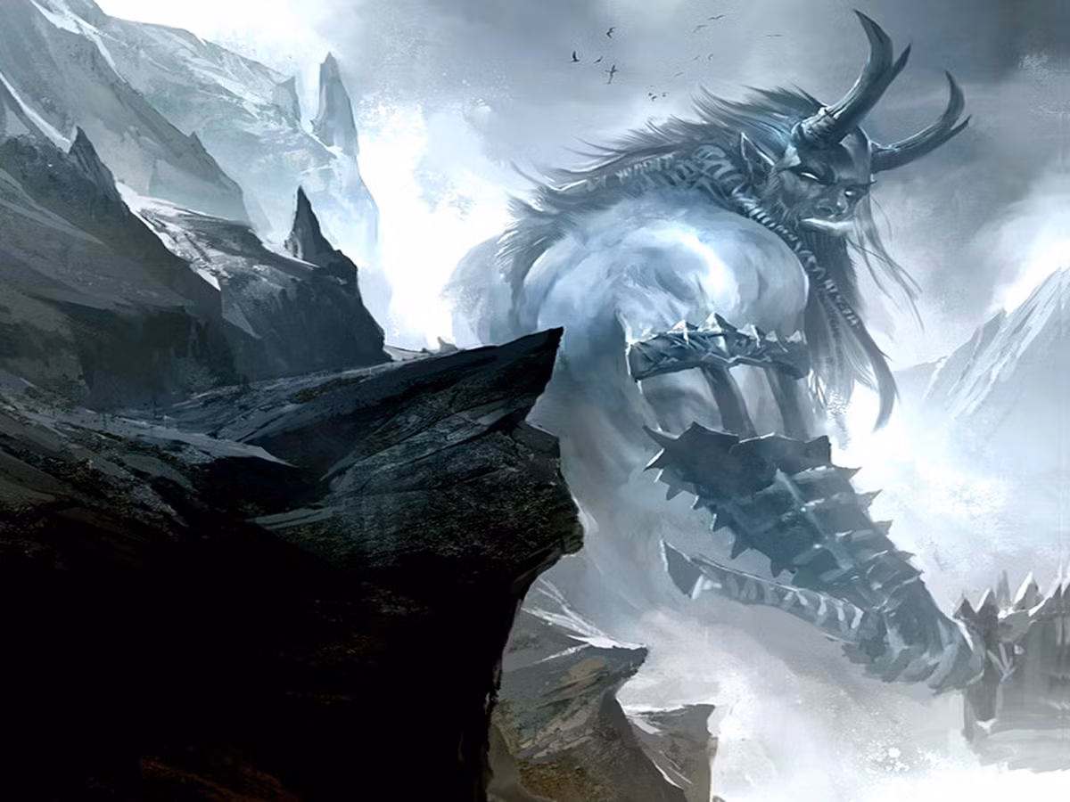  7. Jotnar. Miêu tả: Tộc người khổng lồ sinh sống ở Jotunheim, đại diện cho sự hỗn loạn và sức mạnh tự nhiên hoang dã, thường là đối thủ của các vị thần Aesir. Sức mạnh: Sở hữu sức mạnh khủng khiếp, có thể tạo ra bão tố, động đất và lạnh giá. Ảnh: Pinterest.