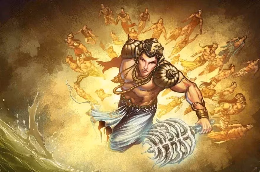  14. Indra – Thần Sấm Sét và Vua của Các Vị Thần. Indra là vị thần sấm sét và mưa, đồng thời là vua của các vị thần (Devas). Ông được coi là người bảo vệ trật tự thế giới và cai trị thiên giới. Trong các văn bản Hindu cổ đại, Indra được miêu tả với sức mạnh hùng mạnh, thường cầm vũ khí vajra (tia chớp). Ảnh: Pinterest.Ảnh: Pinterest.