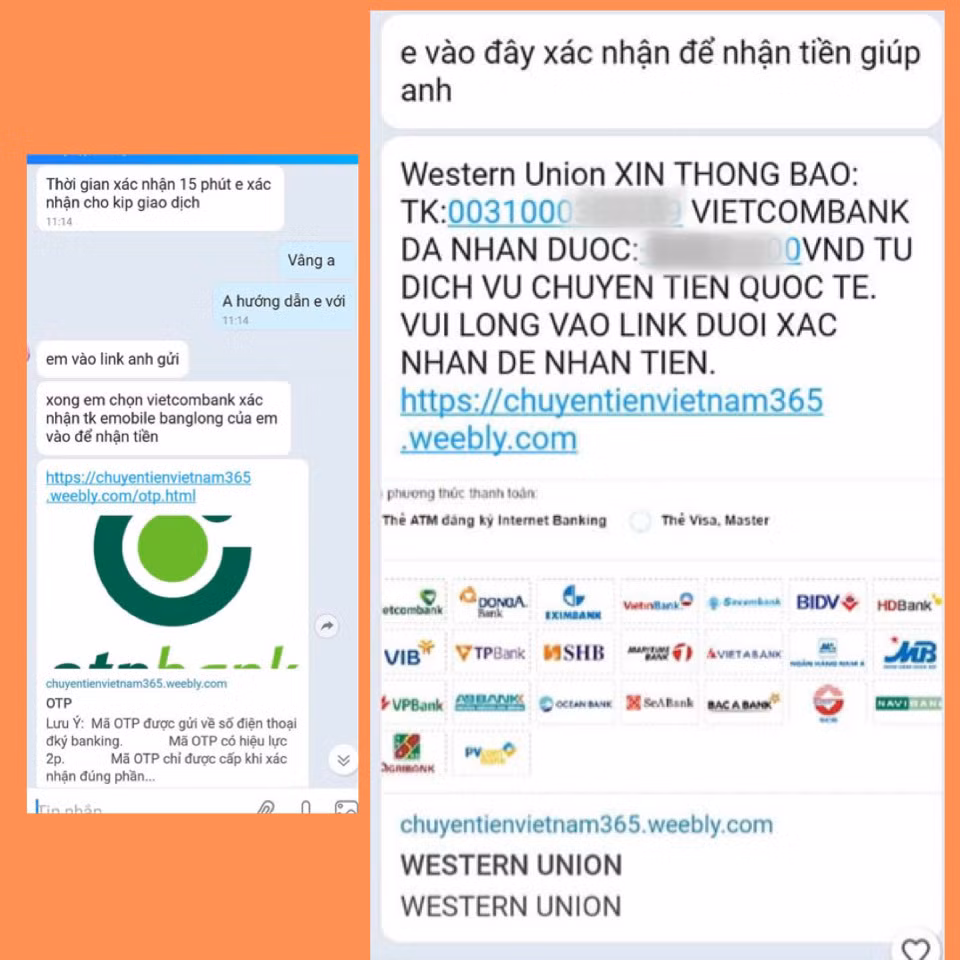 Đường link website giả mạo. (Ảnh: Bộ Công an)