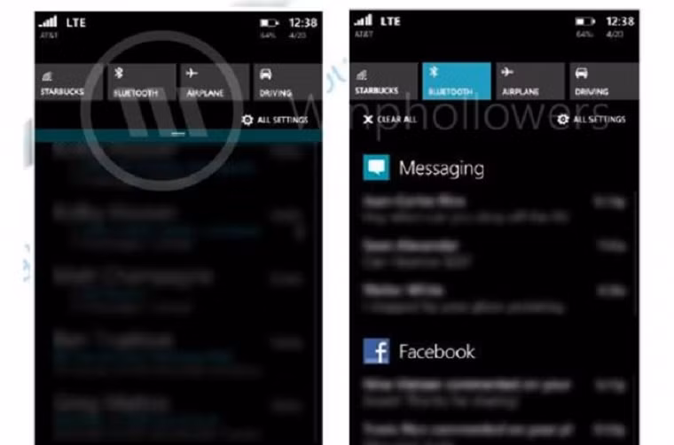 Hình ảnh về Notification Center trên Windows Phone 8.1 đã lộ diện trong những shoot hình đầu tiên. Trong bản update 8.1 tới đây, ngoài việc có một trung tâm thông báo hoàn toàn mới với trợ lý cá nhân Cortana, Microsoft còn có một version PowerPoint mới mẻ cho hệ điều hành của mình. Được biết, người dùng sẽ tiếp cận được với trung tâm thông báo bằng cách vuốt xuống, giống như cách mà họ làm trên các thiết bị chạy iOS hay Android.