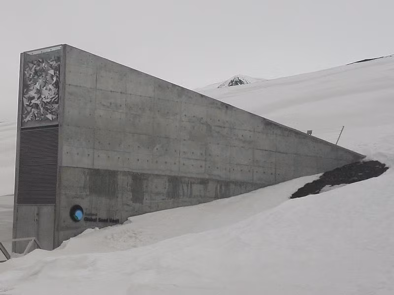 Hầm hạt giống Svalbard Global, Na Uy: Nằm trên đảo Spitsbergen, cơ sở dưới lòng đất này là nơi chứa khoảng 840.000 mẫu của 4.000 loài hạt giống khác nhau từ khắp nơi trên thế giới. Nó hoạt động giống như một két gửi tiền an toàn, cho phép các chính phủ lưu lại các mẫu hạt giống trong trường hợp nguồn lương thực chính bị ảnh hưởng.