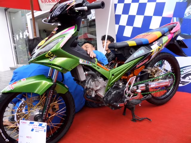 Chiếc xe từng giành giải nhì cuộc thi thiết kế trang trí xe đẹp của Yamaha năm ngoái.