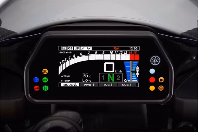 Ngoài ra, để tăng sự hiện đại, Yamaha đã trang bị cho xe màn hình hiển thị TFT, đèn pha LED. Bên cạnh đó là tùy chọn hệ thống trao đổi dữ liệu CCU, cho phép người dùng nhập dữ liệu GPS.