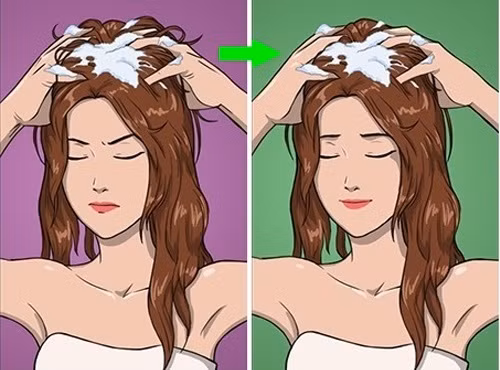 Nên massage tóc nhẹ nhàng chứ đừng chà xát quá mạnh.