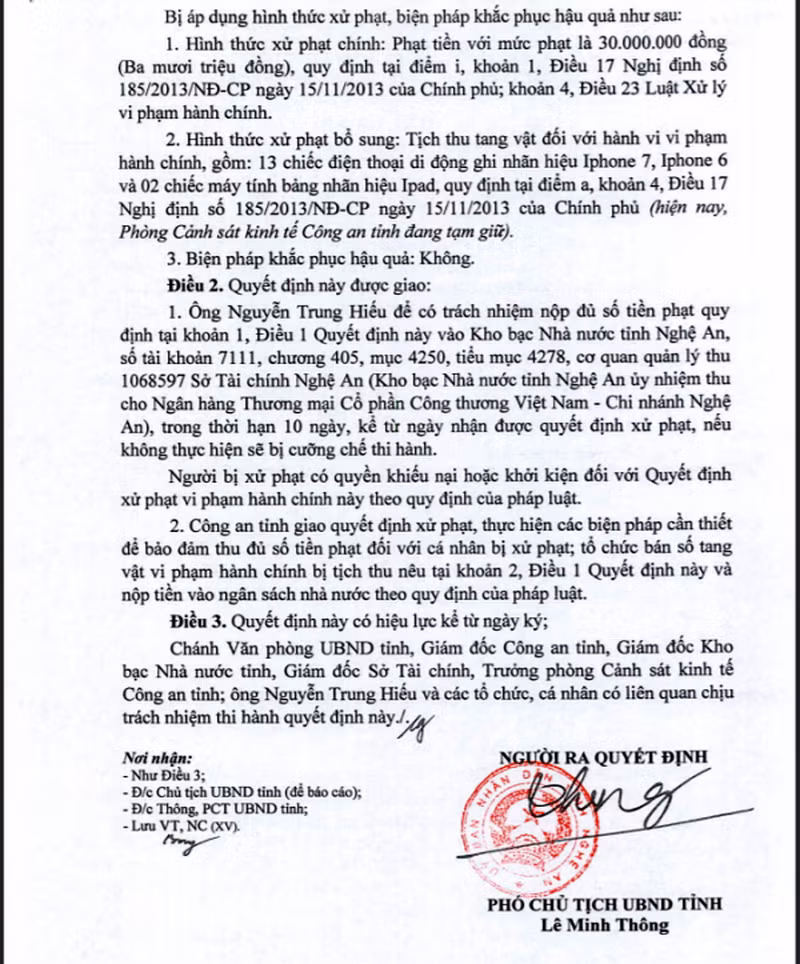 Cua hanh kinh doanh dien thoai ban iPhone, iPad lau bi phat 30 trieu