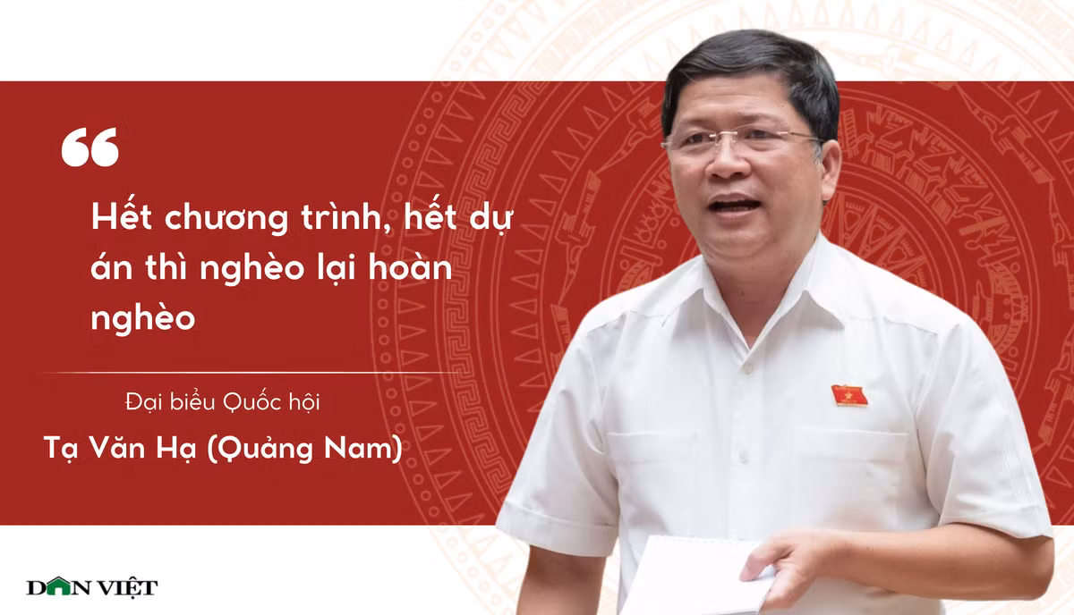 Nói về các chương trình mục tiêu quốc gia, đại biểu Tạ Văn Hạ (Đoàn Quảng Nam) nêu thực tế, có những người dân chưa muốn thoát nghèo. Đại biểu Tạ Văn Hạ cho rằng, nguyên nhân căn cơ mà người dân chưa muốn thoát nghèo là cách làm và chất lượng của các chương trình chưa có sự bền vững, tính bền vững chưa cao cả trước mắt và lâu dài. Do đó, người dân cảm thấy chưa yên tâm khi thoát nghèo, hết chương trình, hết dự án thì “nghèo lại hoàn nghèo”.