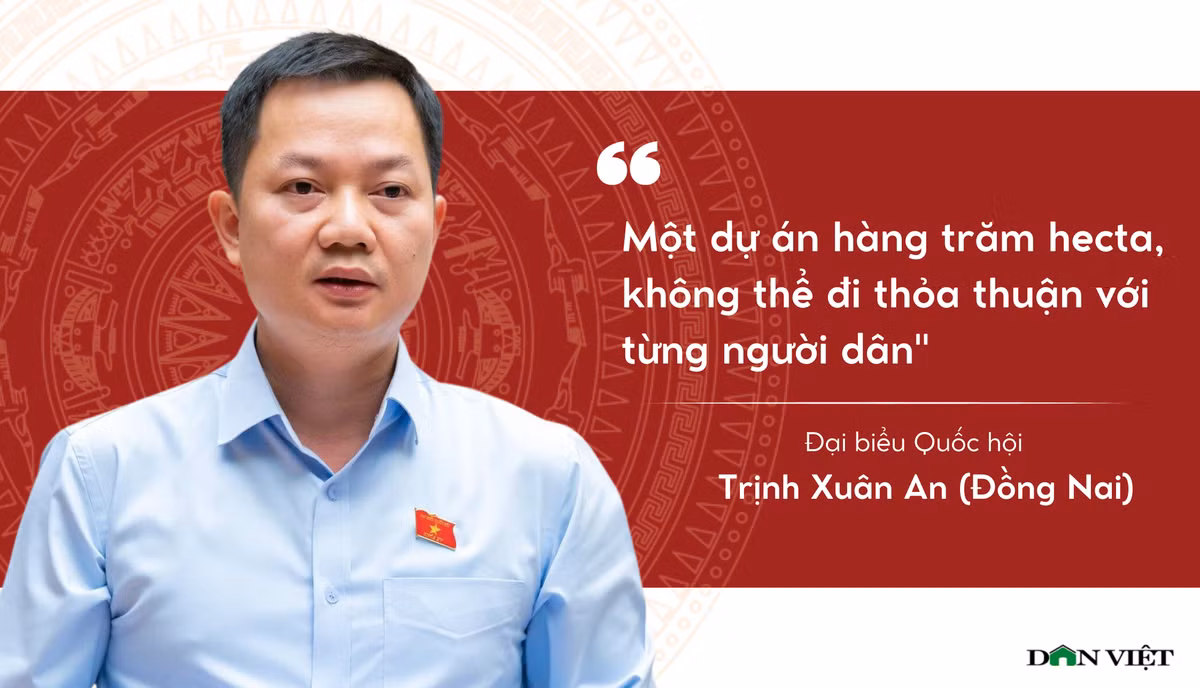 Thảo luận về dự thảo Luật Đất đai sửa đổi, ngày 3/11, Đại biểu Trịnh Xuân An (Ủy viên chuyên trách Ủy ban Quốc phòng - An ninh) nhấn mạnh khó áp dụng phương án thỏa thuận thu hồi đất. "Không thể có một dự án hàng trăm hecta mà ta thỏa thuận với từng hộ dân, từng người được", ông An nói