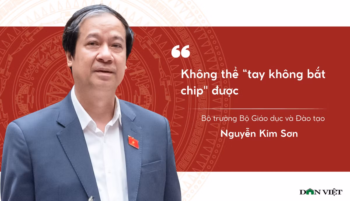 Cũng trong phiên thảo luận về kinh tế - xã hội sáng 1/11, Bộ trưởng Bộ Giáo dục và Đào tạo Nguyễn Kim Sơn chia sẻ, công nghệ bán dẫn là lĩnh vực mới, đòi hỏi cao nên cũng phải đầu tư cao chứ "không thể tay không bắt chip được".