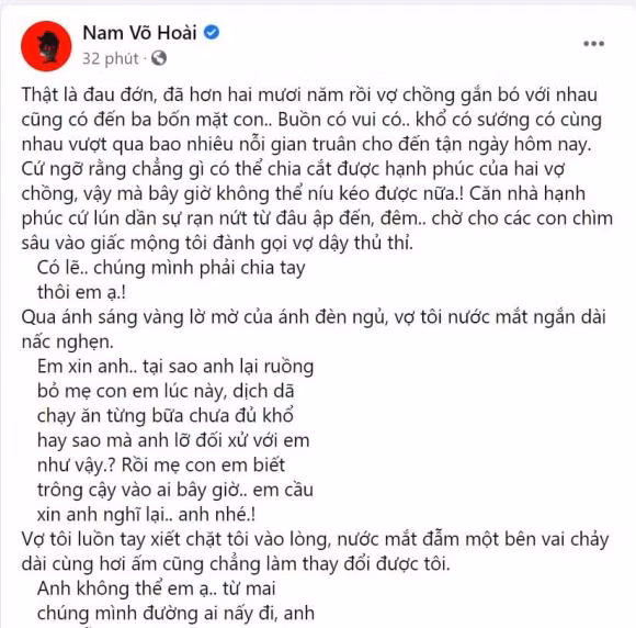 Nua dem, Vo Hoai Nam goi vo day: 