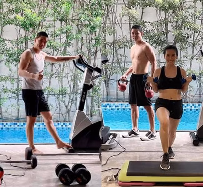 Không còn giữ được body 6 múi ở tuổi trung niên, song Bình Minh vẫn rất lực lưỡng và phong độ.