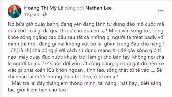 Nathan Lee quay banh showbiz, My Le nhan: Tra lai thang em thong minh cho tao