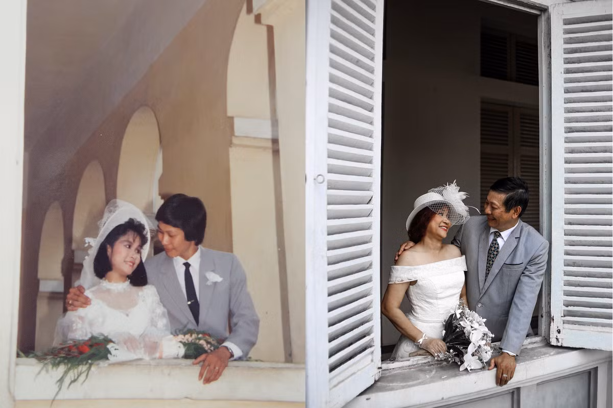 Doi vo chong tai hien bo anh cuoi tu 30 nam truoc-Hinh-3