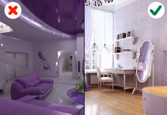 br/> Bạn nên tránh xa nội thất đơn sắc mà nên kết hợp nhiều màu sắc khác nhau để căn phòng có cảm giác dịu mắt hơn.
