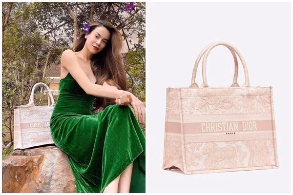 Còn nhớ mẫu túi Book Tote Bag "siêu to khổng lồ" của Dior được nhiều sao Vbiz yêu thích vì có thể đựng được nhiều đồ, và Hà Hồ cũng không ngoại lệ. Giá của nó vào khoảng hơn 70 triệu đồng....
