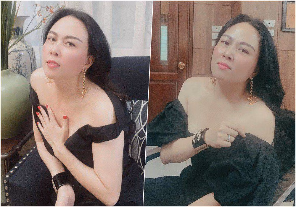 Khi không có khăn thì nữ CEO lại che bằng tay nhưng vẫn lựa góc chụp từ trên xuống.