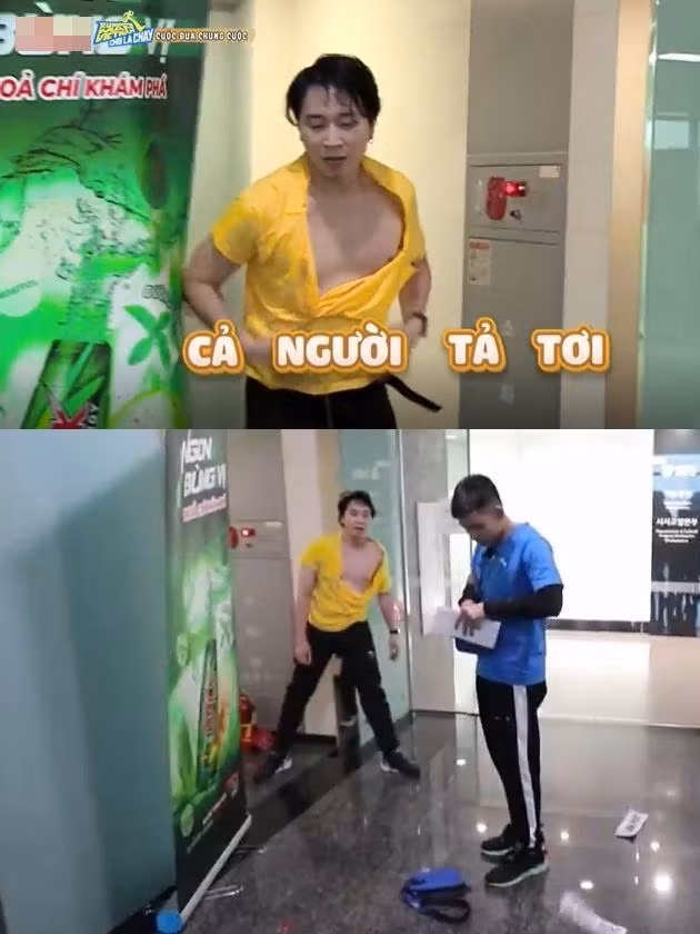 Trong một tập chương trình, chẳng những không "hạ" được Thúy Ngân, Karik còn bị... xé toang áo. Khoảnh khắc tả tơi, mồ hôi nhễ nhại, body lộ thiên của nam rapper khiến người xem vừa thương, vừa... buồn cười.
