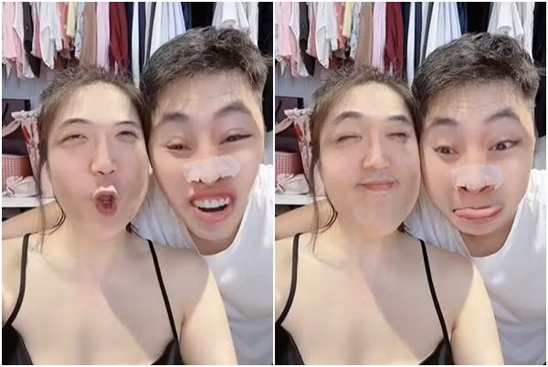 Vợ chồng Pha Lê "lầy lội" bám trend hoán đổi khuôn mặt.
