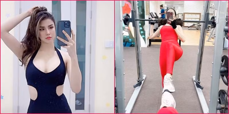 Cùng selfie với đồ tập trước gương nhưng người quyến rũ hết nước chấm, người trông hơi lố.