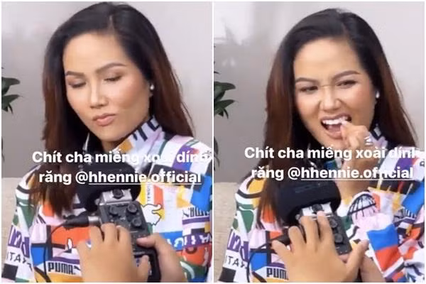 br/> Mới đây, Hoa hậu H'Hen Niê bất ngờ chia sẻ lên trang cá nhân một khoảnh khắc khá hài hước trong hậu trường một buổi ghi hình. Qua ống kính quay trộm được người quen ghi lại, nàng hậu Ê-Đê xuất hiện cực chỉn chu và xinh đẹp nhưng lại hồn nhiên ngồi lấy tay... cậy răng vì mắc đồ ăn. Dù đây là một hành động không thực sự "duyên dáng" ở nơi công cộng nhưng netizen đều đồng lòng cho rằng khoảnh khắc này của người đẹp khá dễ thương và vô tư.