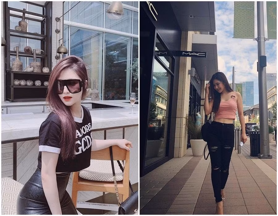 Nếu ngoài chiều cao khiêm tốn, bạn còn có khuyết điểm lưng dài như Hương Tràm thì áo crop-top chính là cứu cánh tuyệt vời. Từ khi sang Mỹ, nữ ca sĩ thường được bắt gặp xuống phố với combo crop-top + quần cạp cao để tạo cảm giác chân dài ra.