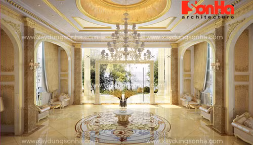 Mặt sàn khách sạn có diện tích 375m2, cao 17 tầng. Không gian nội thất sảnh tầng 1 rộng rãi, thoáng và có góc view lớn từ sảnh ra ngoài. Gam màu vàng vương giả thể hiện sự trang trọng và độc đáo của kiến trúc Pháp trong từng chi tiết của công trình khách sạn.