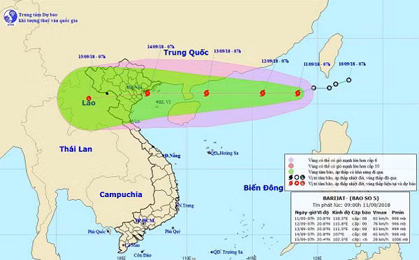Bao so 5 manh len, co the anh huong cac tinh Quang Ninh, Thanh Hoa