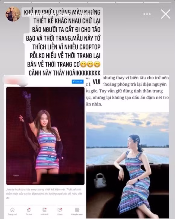 Le Quyen len tieng khi bi che dien do chua du pha cach nhu Jennie BLACKPINK