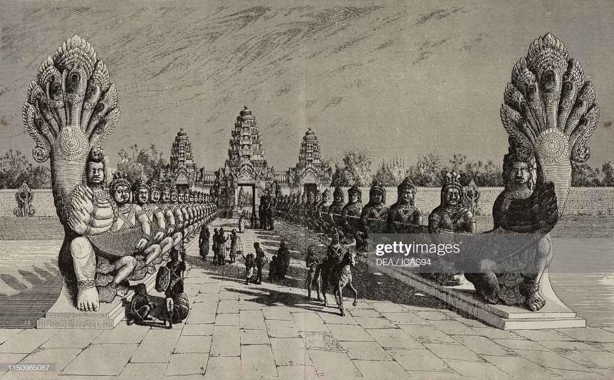 Hình ảnh phục dựng lối vào phía Tây của đền Preah Khan.