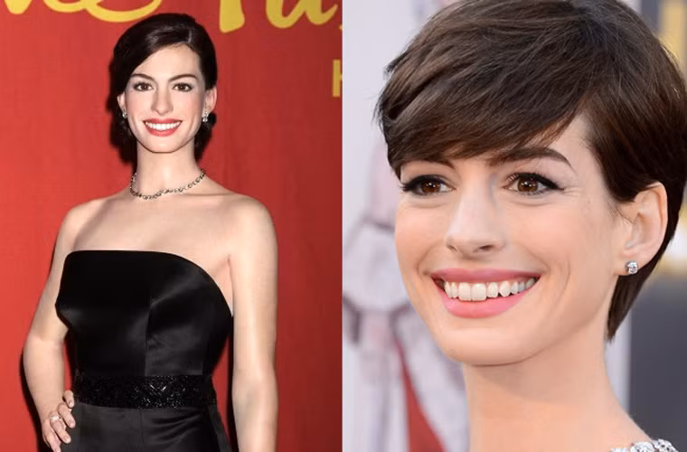 Bức tượng sáp của nữ diễn viên Anne Hathaway khai trương ngày 27/2/2014 ở bảo tàng Madame Tussauds, Los Angeles có nét mặt rất giống với nữ diễn viên đoạt giải Oscar.