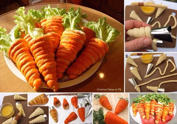 Bánh cà rốt với hàng chục công đoạn khác nhau.