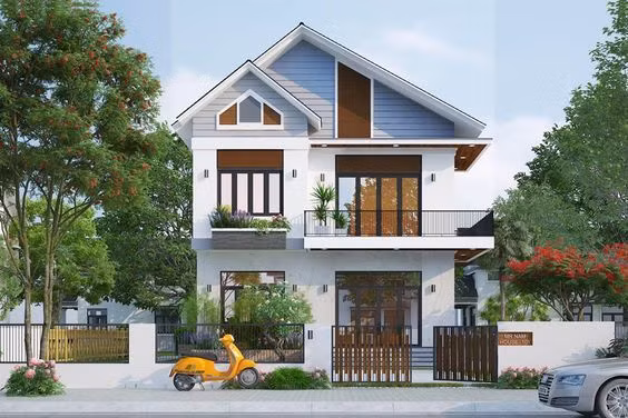 10 mẫu nhà mái thái 2 tầng đẹp không tì vết, phong cách hiện đại - Hình 10 10 mau nha mai thai 2 tang dep khong ti vet, phong cach hien dai-Hinh-10