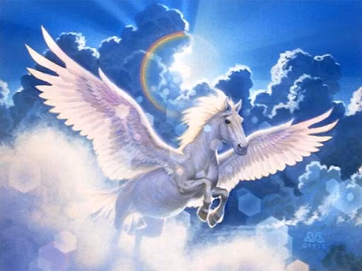 Có nhiều truyền thuyết khác nhau về sự ra đời của thi mã Pegasus nhưng ở đâu, Pegasus cũng được miêu tả là một chú ngựa tuyệt đẹp với đôi cánh huyền thoại.
