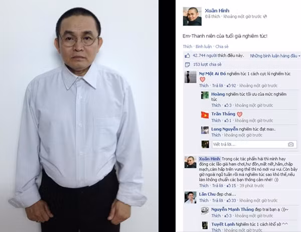 Bức ảnh "nghiêm túc" của nghệ sĩ hài Xuân Hinh đăng tải lên Facebook