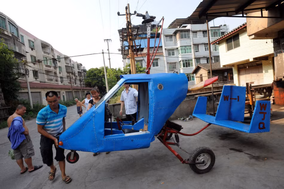 Chiếc máy bay tự chế là mơ ước bay từ nhỏ của Wen.