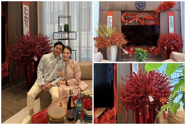 Biệt thự rực sắc đỏ đón Tết của Đàm Thu Trang - Cường Đô La