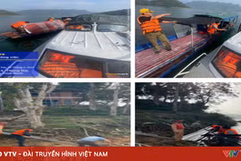 Cứu hộ thành công thuyền chở vật liệu xây dựng gặp sự cố trên sông Đà