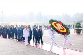 Đoàn đại biểu dự ĐH Đảng bộ Chính phủ vào Lăng viếng Chủ tịch Hồ Chí Minh