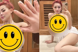 Ngân 98 ăn mặc hở hang, uốn éo trước gương gây chú ý
