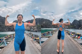 Kình ngư Ánh Viên khoe cơ bắp cánh mày râu nhìn phải nể