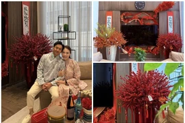 Biệt thự rực sắc đỏ đón Tết của Đàm Thu Trang - Cường Đô La