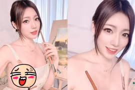 Mặc tạp dề vẽ tranh, hot girl Trung Quốc gây bão mạng